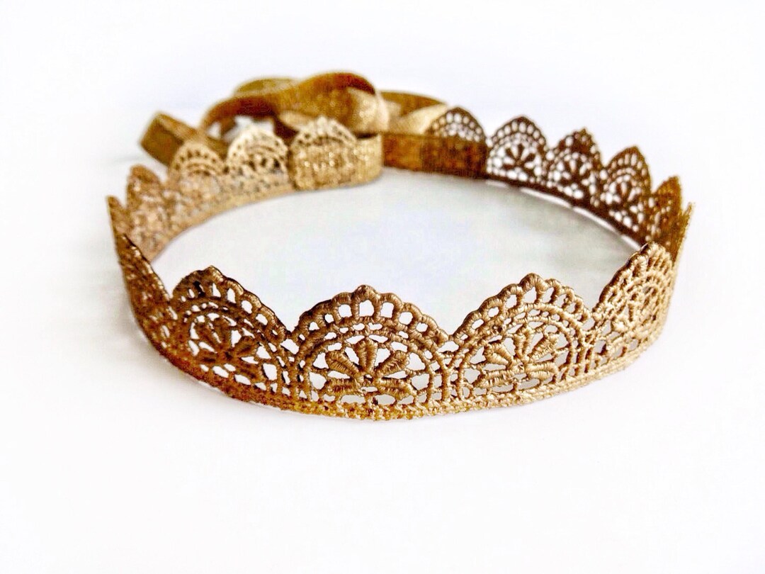 Gold Crown Lace Halo Headband-adjustable Belle-available in Champagne ...