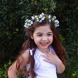 Flower Girl Wreath, Flower Crown, Baby&#39;s Breath Crown, Flower Girl Headpiece, Halo Crown, Bridesmaid Flower Crown, Floral Crown