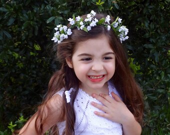 Flower Girl Wreath, Flower Crown, Baby's Breath Crown, Flower Girl Headpiece, Halo Crown, Bridesmaid Flower Crown, Floral Crown