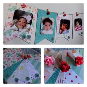 First 1st Year Photo Banner, 12 Month Banner, Picture Banner, Baby Girl, Birthday Banner, Red, Pink, Green, White