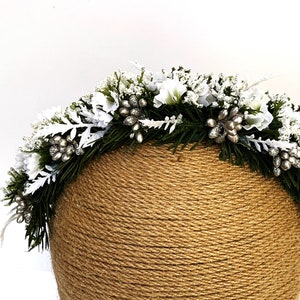 Christmas Headband, Christmas Hair Piece, White Flower Headpiece, Winter Headband for Women, Christmas Flower Crown, Holiday Headband, Party
