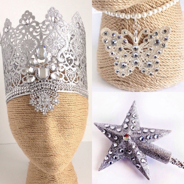 Glinda Crown, Ultimate Set, Glinda the Good Witch, Glenda Crown, Butterfly Necklace, Princess, Glitter Wand, Magic Wand, Fairy God Mother