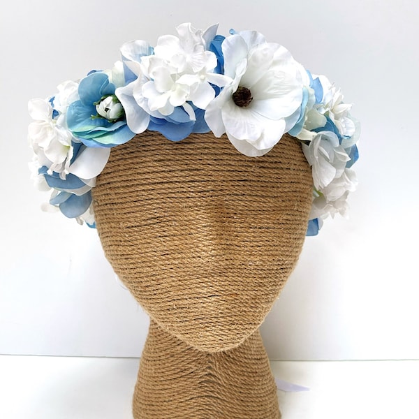 Blue Flower Crown Etsy