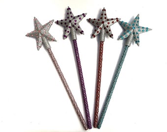 Glinda Glitter Star Wand with Rhinestones and Glitter Handle, Magic Wand, Fairy Godmother, Princess Wand, Scepter, Fairy Wand, Cosplay