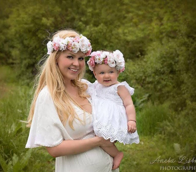 OliveAndEggplant Mommy and Me Flower Crown, Baby Flower Crown, Adult Flower Crown, Flower Girl Flower Crown, Floral Crown, Tieback Flower Crown Headband OliveAndEggplant Mommy and Me Flower Crown, Baby Flower Crown, Adult Flower Crown, Flower Girl Flower Crown, Floral Crown, Tieback Flower Crown Headband
