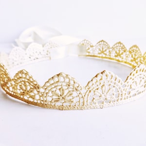 Lace Crown, Toddler Crown, Princess Crown, Birthday Crown, Halo Crown, Tiara Crown, Baby Crown, Adjustable Crown, Halo Lace Crown, Belle