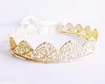 Lace Crown, Toddler Crown, Princess Crown, Birthday Crown, Halo Crown, Tiara Crown, Baby Crown, Adjustable Crown, Halo Lace Crown, Belle