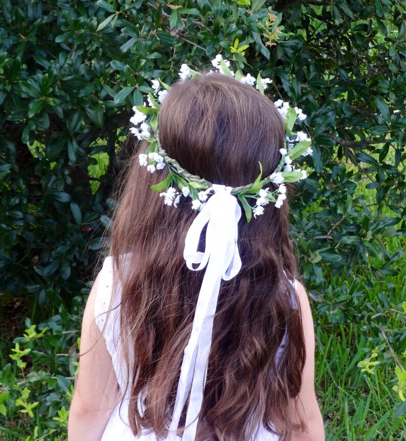 Flower Girl Wreath Flower Crown Baby's Breath Crown Etsy