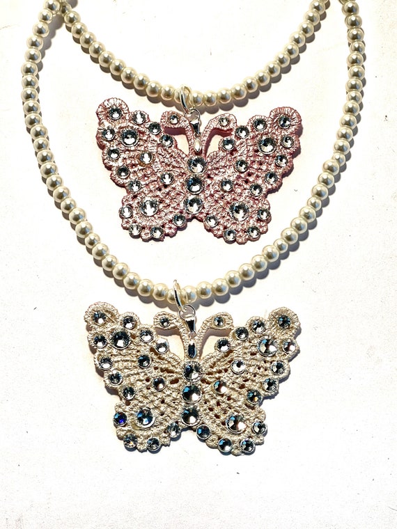 Rhinestone cheap butterfly necklace