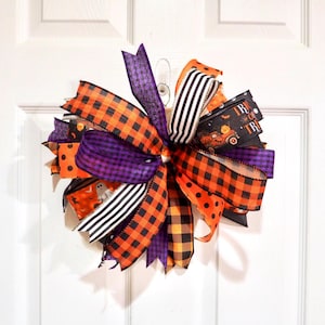 Halloween Wreath Bow: Purple, Black & Orange Ribbon Decor