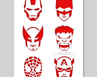SUPERHERO Set of 3pcs Stencils FLASH CAPTAIN AMERICA X MAN Cupcake Icing Card