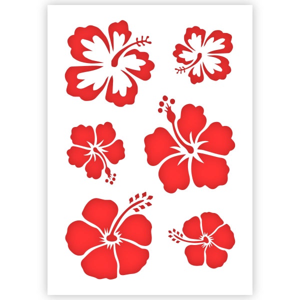 Aloha Blumen Schablone - Hawaii Blumen Schablone - A5/A4 - Wiederverwendbar zum Malen von Wand- und Möbelschablone