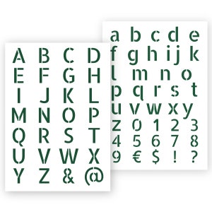 QBIX Letter Stencil Modern Font - A4 Tamaño - Altura letras 2-3 cm - Reutilizable, Kids Friendly Stencil, DIY stencil-art