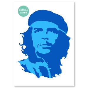 Che Guevara Stencil 2 Layers A3 Size Stencil Reusable stencil, for painting, airbrush, cakes, crafts, wall, furniture stencil image 1