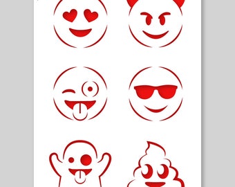 Emoji Stencil - Emoticons Stencil - Smiley Stencil - A3 Reusable, kids friendly for painting, crafts, wall and furniture stencil