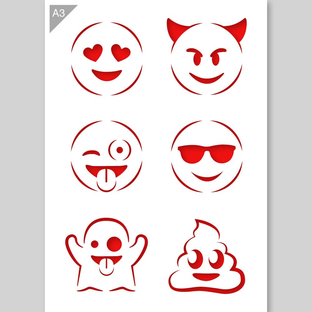 Emoji Stencil Emoticons Stencil Smiley Stencil A3 Etsy