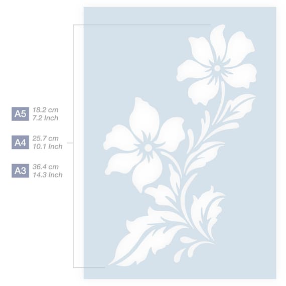 QBIX Plantilla de flores silvestres A4 reutilizable para niños muebles ideal para pintar hornear pared manualidades