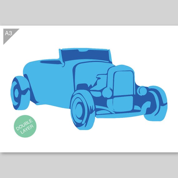 hotrod car classic car stencil 2 layers cardplastic a3 etsy
