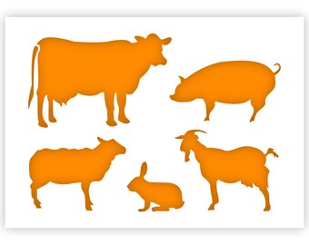 Farm Animals Stencil -  A3 Reusable, kids friendly for painting crafts stencil