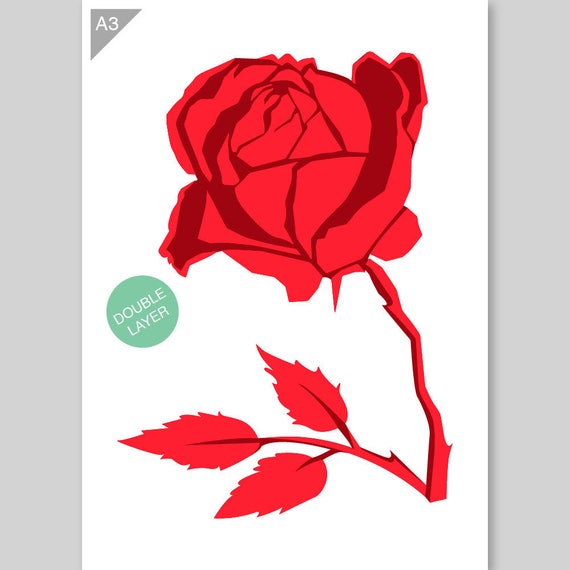 Rose Stencil Pochoir Fleur Pochoir Branche Fleur 2 Couches A3 Réutilisable Pour Enfants De Lenvironnement Pour La Peinture Pochoir Mur Et