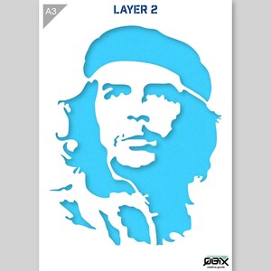 Che Guevara Stencil 2 Layers A3 Size Stencil Reusable stencil, for painting, airbrush, cakes, crafts, wall, furniture stencil image 4