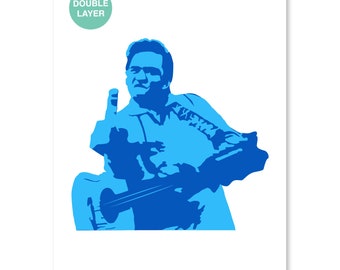 Johnny Cash Stencil - 2 Layers A3 Size Stencil - Reusable stencil, for painting, airbrush, cakes, crafts, wall, furniture stencil