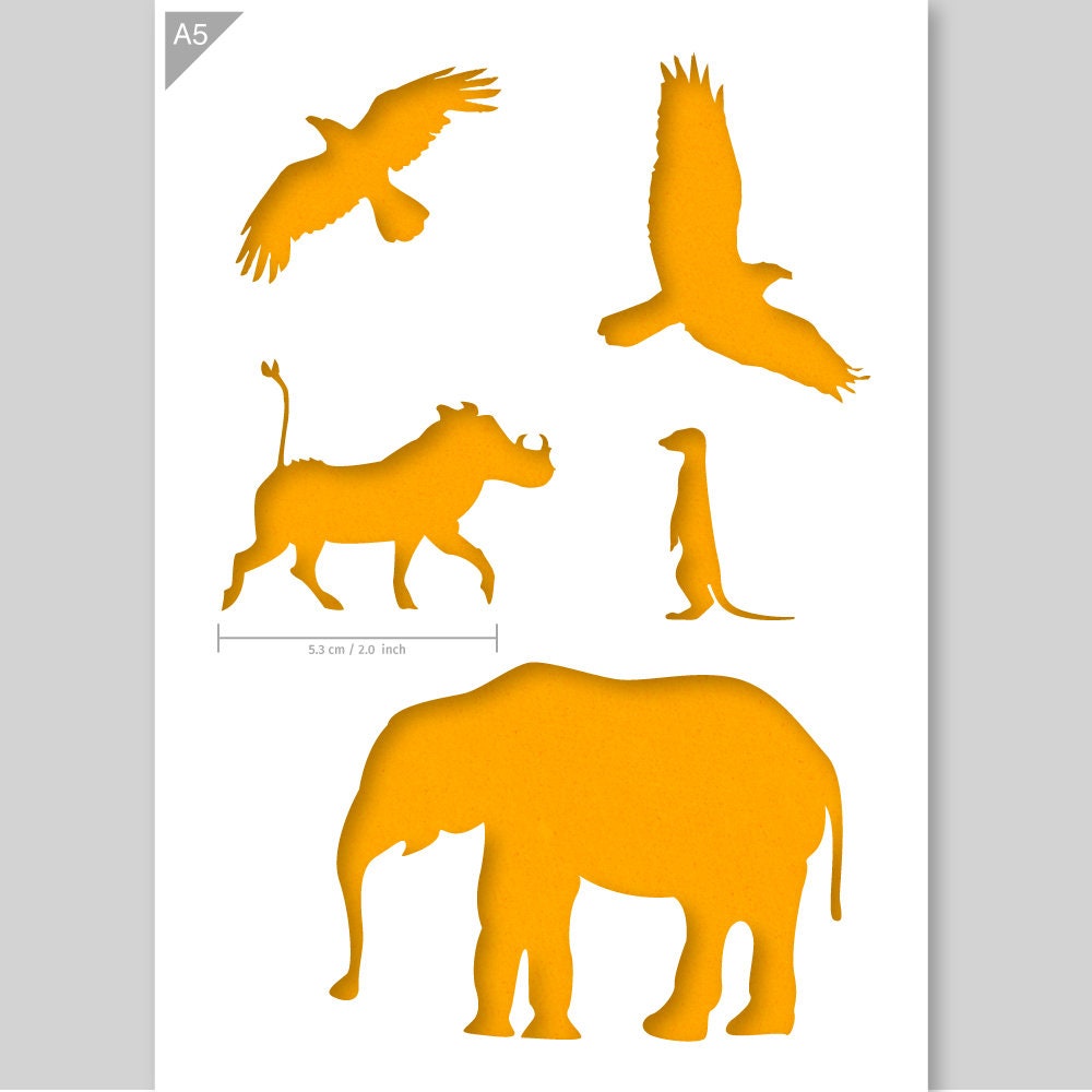 African Animals Stencil Elephant Stencil Warthog Stencil Etsy