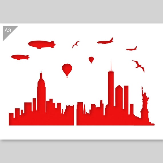 New York Skyline Stencil Skyline Stencil NYC Stencil A3 | Etsy