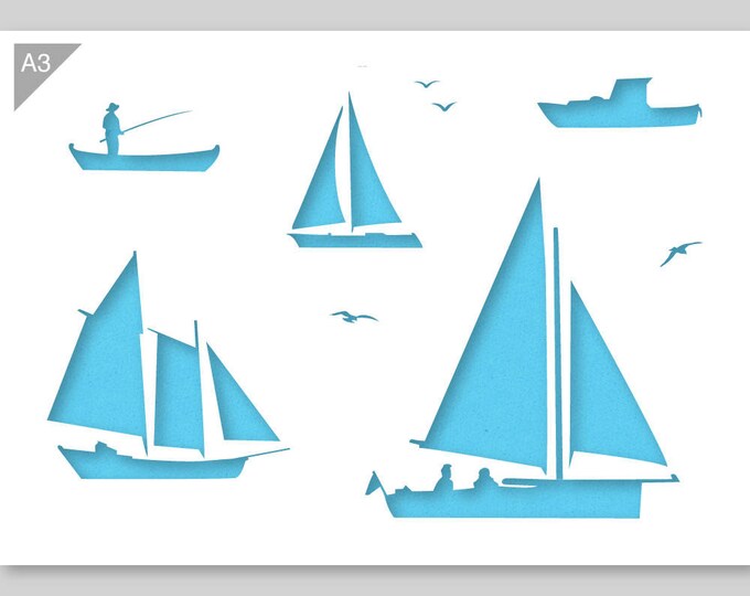 Boat Stencil Sailboat Stencil Fishing Boat Stencil Boats Etsy