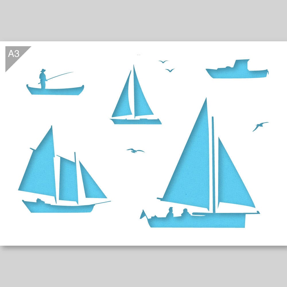 Boat Stencil Sailboat Stencil Fishing Boat Stencil Boats Etsy