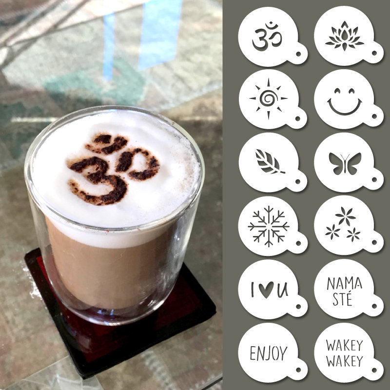 LOVARTS BEAUTY 4 Pcs Stainless Steel Coffee Decorating Stencil Barista Template for Cappuccino Coffee Latte 