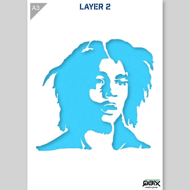 Bob Marley Plantilla Reutilizable A4 Tamaño