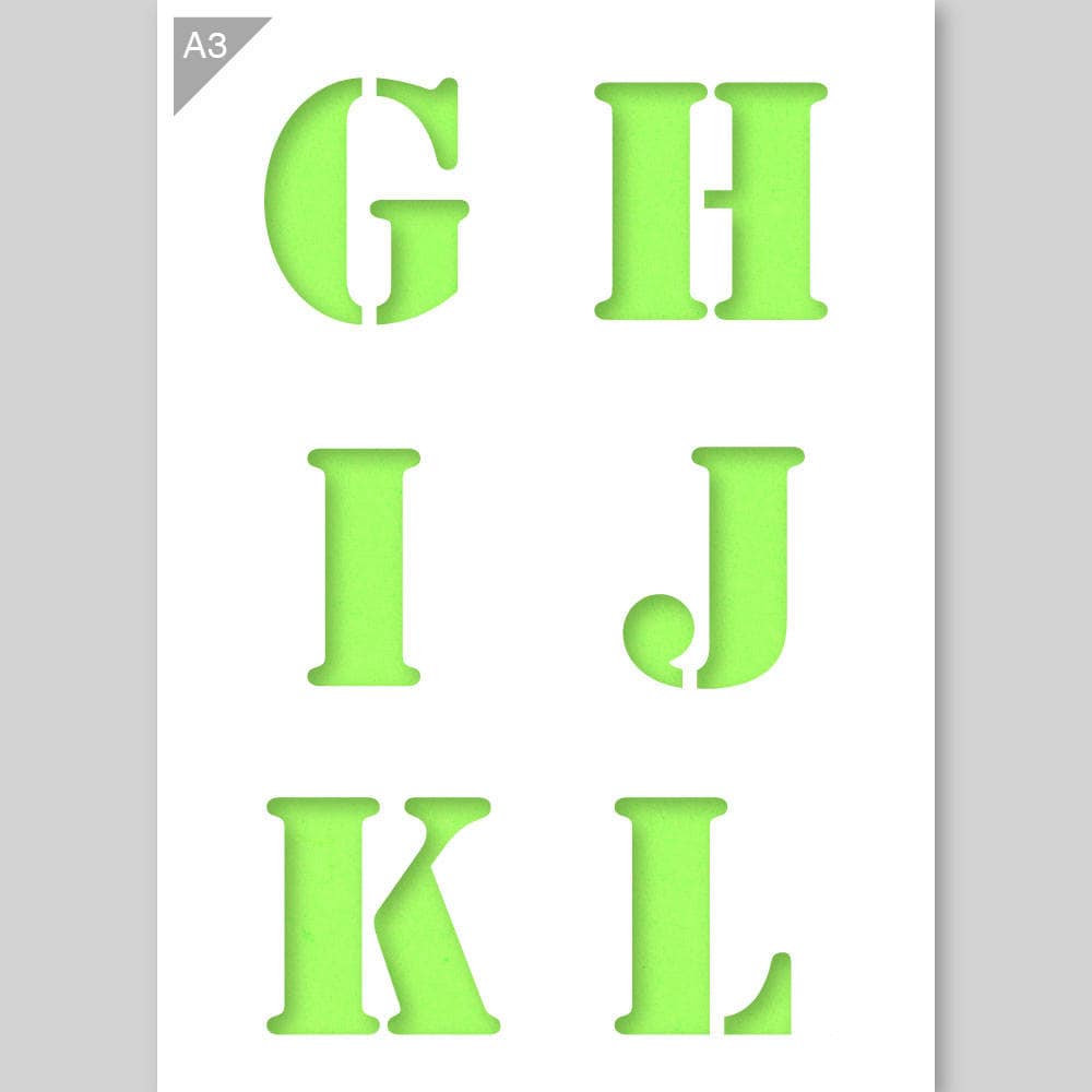 Alphabet G H I J K L Letters Stencil A3 42 X 297 Cm 165 Etsy