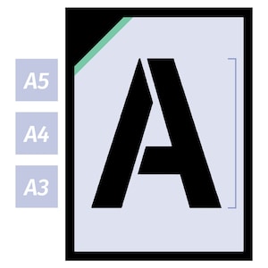 QBIX Set di stencil per lettere grandi - alfabeto completo - Altezza lettere 12, 19 e 27 cm