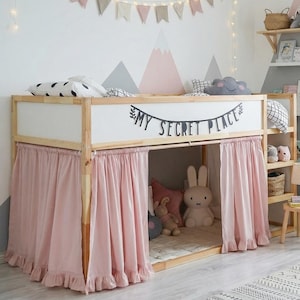 Fabric Kura Bed Curtains, IKEA Kura Bed Accessory for Girls Room