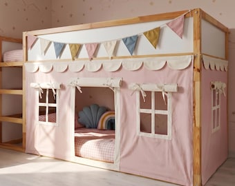 Curtains for Ikea Kura bed, Bunk Bed Curtains, Ikea Kura Hack, Canopy bed house