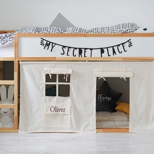 Ivory Gardinen für Ikea Kura Bett Beige, Ikea Kura Vorhänge, Ikea Bettvorhang, Ikea Kura Hack, Himmelbett Haus, Hausbett Betthimmel