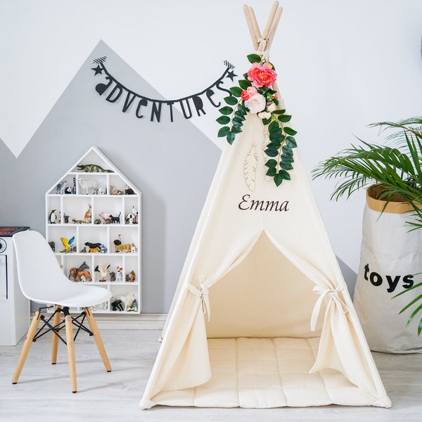 Small 36 inches Kids Teepee, Teepee Tent for Kids, Natural Kids Tent, Personalized Small Tepee