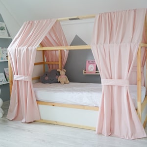 Montessori house bed canopy, House bed cover, Ikea Kura Hack, Ikea Kura curtains, Canopy for house bed, Montessori canopy tent