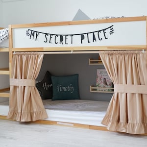Curtains for Ikea Kura bed, Ikea Kura curtains, Kura bed curtains, Ikea Kura Curtains pink, Ikea Kura Hack, Canopy bed house, Bed canopy