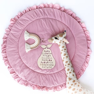 Padded play mat, Baby play mat, Round Nursery rug, Ruffled Baby activity mat, Play mat baby, Teepee play mat