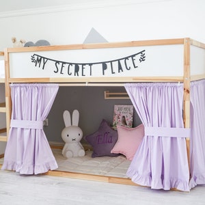 Curtains for Ikea Kura bed, Ikea Kura curtains, Kura bed curtains, Ikea Kura Curtains pink, Ikea Kura Hack, Canopy bed house, Bed canopy