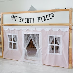 Curtains for Ikea Kura bed, Ikea Kura curtains, Kura bed curtains, Ikea Kura Curtains, Ikea Kura Hack, Canopy bed house, Bunk Bed Curtains