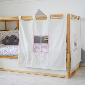 Curtains for Ikea Kura bed, Ikea Kura curtains, Kura bed curtains, House bed canopy, Ikea Kura Hack, Curtains for house bed