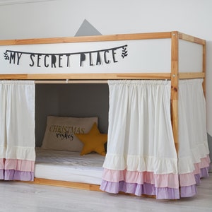 Curtains for Ikea Kura bed, Ikea Kura curtains, Kura bed curtains, Ikea Kura Curtains pink, Ikea Kura Hack, Canopy bed house, Bed canopy