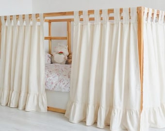 IKEA KURA ベッドカーテン - アイボリーコットン、フロアベッド用パネル