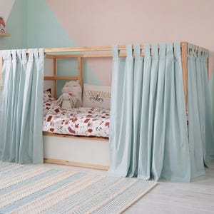 KURA Floor Bed Curtains - Cotton Velcro Tab, Bunk Bed Curtains