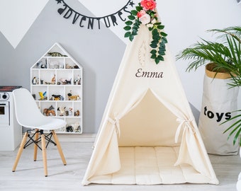 Small 36 inches Kids Teepee, Teepee Tent for Kids, Natural Kids Tent, Personalized Small Tepee