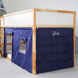 Bunk Bed Curtains, IKEA KURA Curtains with Pockets - Playhouse with Organiser