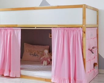 Cortinas para literas, cortinas para cama Kura de Ikea con bolsillos, cama con dosel, tienda de campaña Kura
